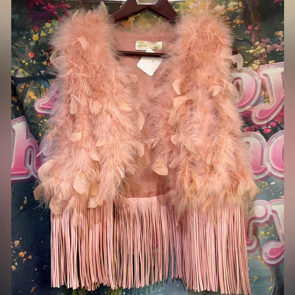 Ostrich Fur Pink Vest